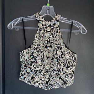 Black two piece prom dress